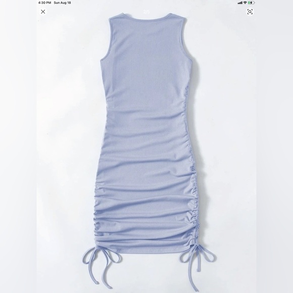 Drawstring Side Rib Knit Bodycon Dress - Picture 2 of 2